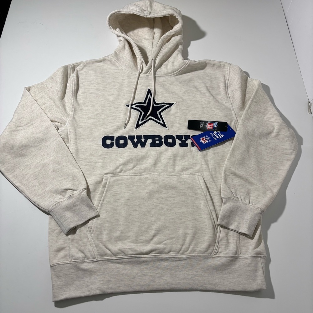 NFL Cowboys Men’s Cream Embroidered Pullover Hoodie Size L